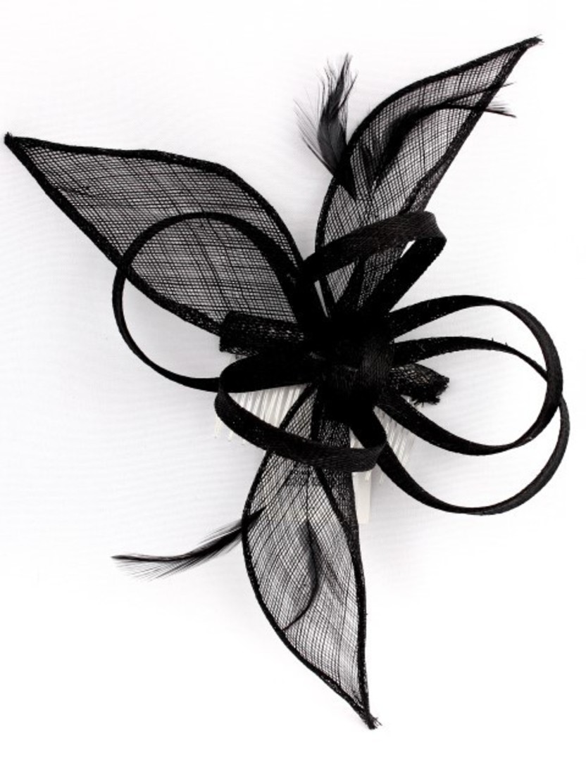 Fascinator sinamay with comb black Style: HS/1169 image 0